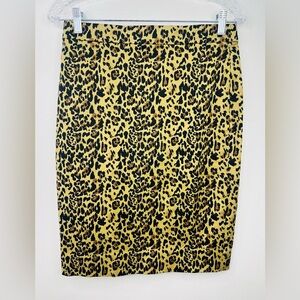 J. Crew Yellow and Black Animal Print Pencil Skirt